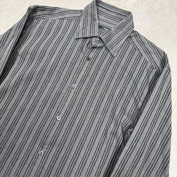 Ermenegildo Zegna Z Striped Dress Shirt Long Sleeve Button Up Grey 15 1/2 Medium - Picture 3 of 11